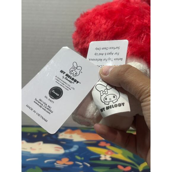 Sanrio My Melody Red Fuzzy Soft Plush Stuffed Animal Bunny Rabbit - Picture 5 of 11